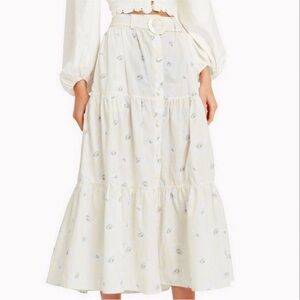 Solid and striped skirt